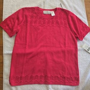 Alfred Dunner Hot Pink Short Sleeve Knit Top